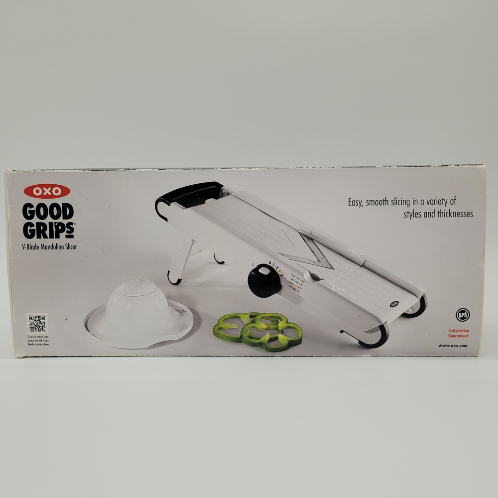 OXO Good Grips V-Blade Mandoline Slicer Adjustable Complete Set White Black